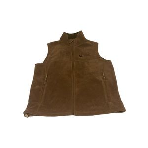 Cabela’s Vest Women Medium Brown Lightweight‎ Embroidered Logo Full Zip Pockets